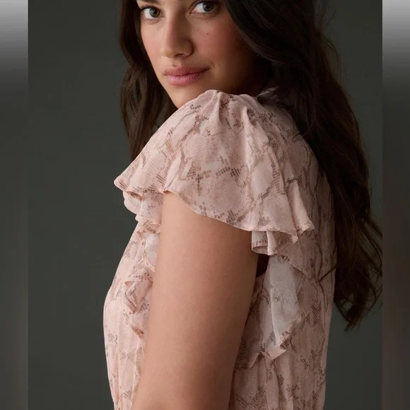 Anthropologie V-Neck Flutter-Sleeve Dress - Picture 6 of 6